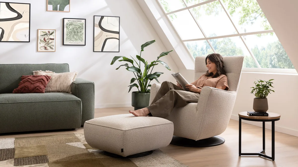 Hocker Lilaia - Stoff, Creme – Bild 3