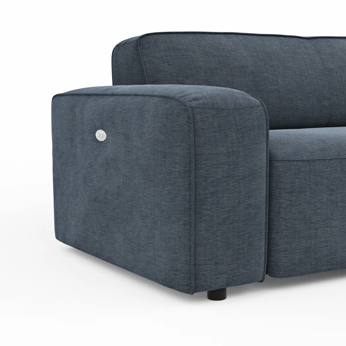 Ecksofa Denver - 2,5-Sitzer mit Longchair rechts, inkl. Sitzvorzug (motorisch), Stoff, Blau – Bild 3