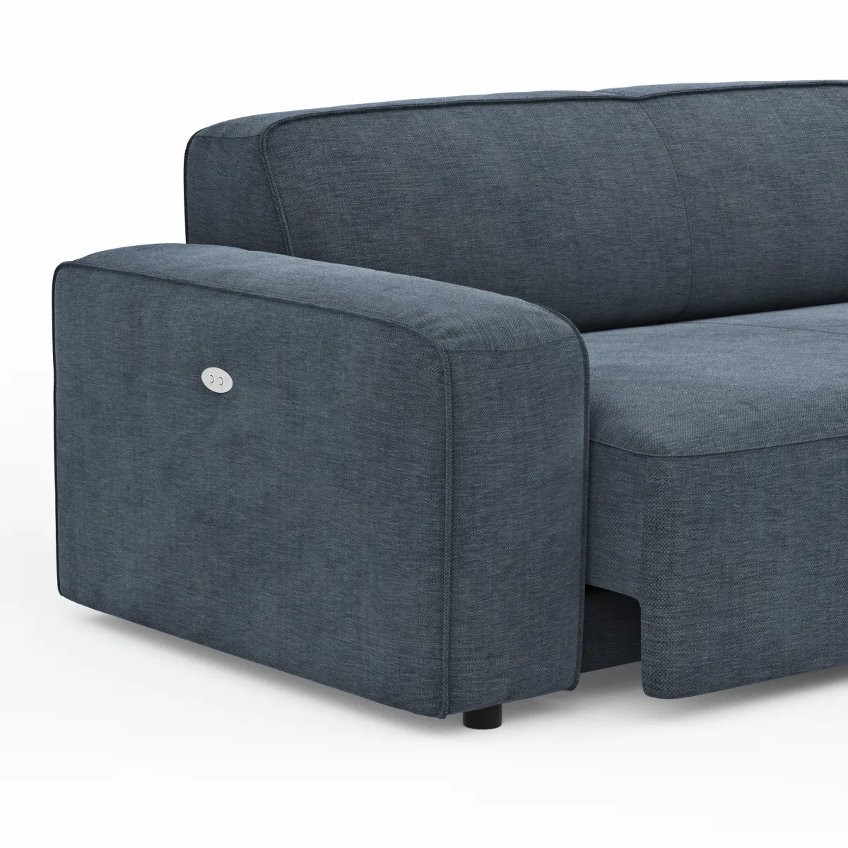 Ecksofa Denver - 2,5-Sitzer mit Longchair rechts, inkl. Sitzvorzug (motorisch), Stoff, Blau – Bild 4