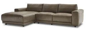 Alternative view of Ecksofa Balok - Longchair groß links mit 2,5-Sitzer, Leder, Braungrün