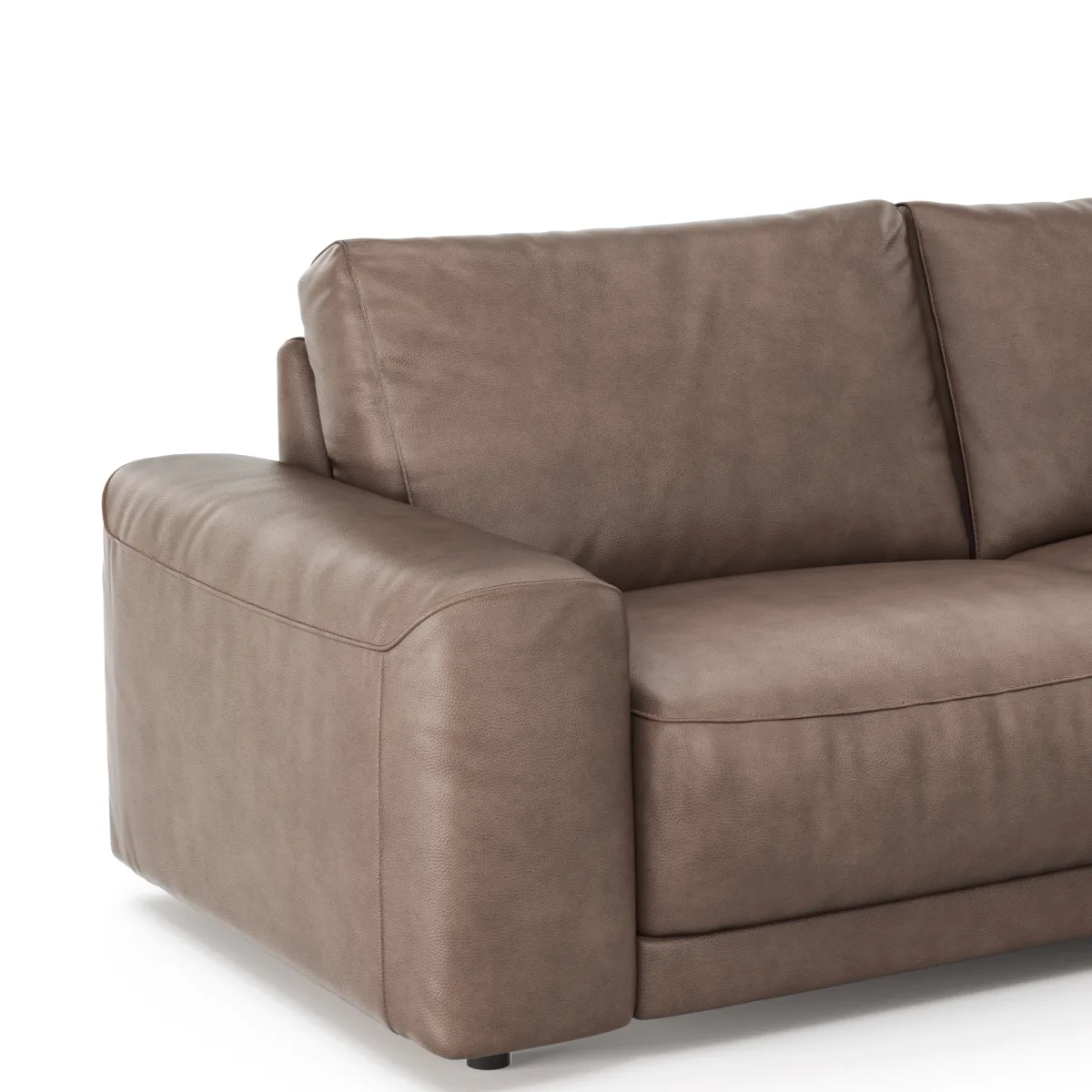 Ecksofa Balok - 2,5-Sitzer mit Longchair groß rechts, Leder, Dunkelbraun – Bild 4