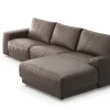 Ecksofa Balok - 2,5-Sitzer mit Longchair groß rechts, Leder, Dunkelbraun – Bild 3