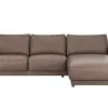 Ecksofa Balok - 2,5-Sitzer mit Longchair groß rechts, Leder, Dunkelbraun – Bild 2