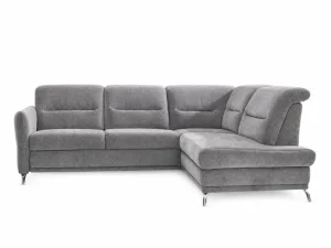 Ecksofa Porto Alegre - 2-Sitzer mit Longchair rechts, Stoff, Eisengrau