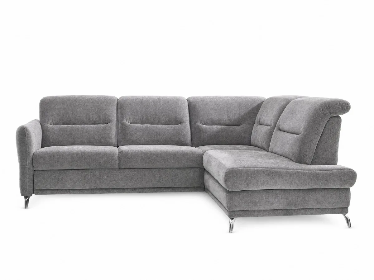 Ecksofa Porto Alegre - 2-Sitzer mit Longchair rechts, Stoff, Eisengrau