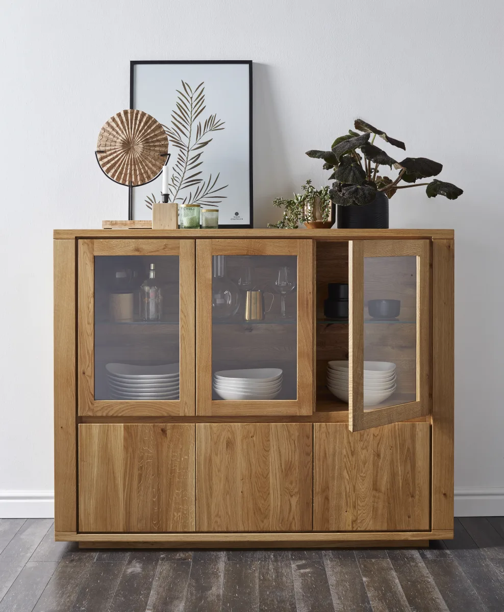 Highboard Bakersfield - sichtbare Rückwand geschroppt, Asteiche massiv, geölt – Bild 5