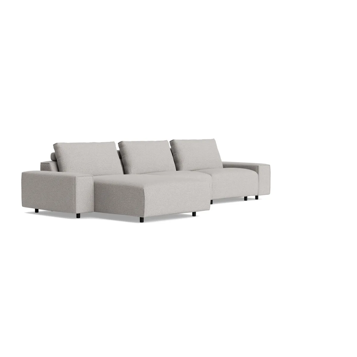 Ecksofa Serava - 2,5-Sitzer mit Longchair rechts, Stoff, Grau