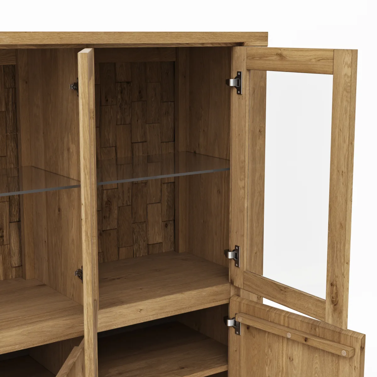 Highboard Bakersfield - Rückwand mit Holzschindeln, Asteiche massiv, geölt – Bild 3