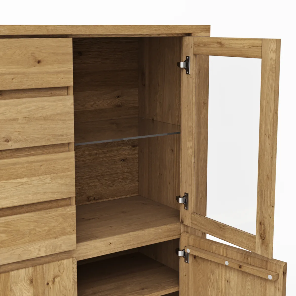 Highboard Bakersfield - sichtbare Rückwand geschroppt, Asteiche massiv, geölt – Bild 3