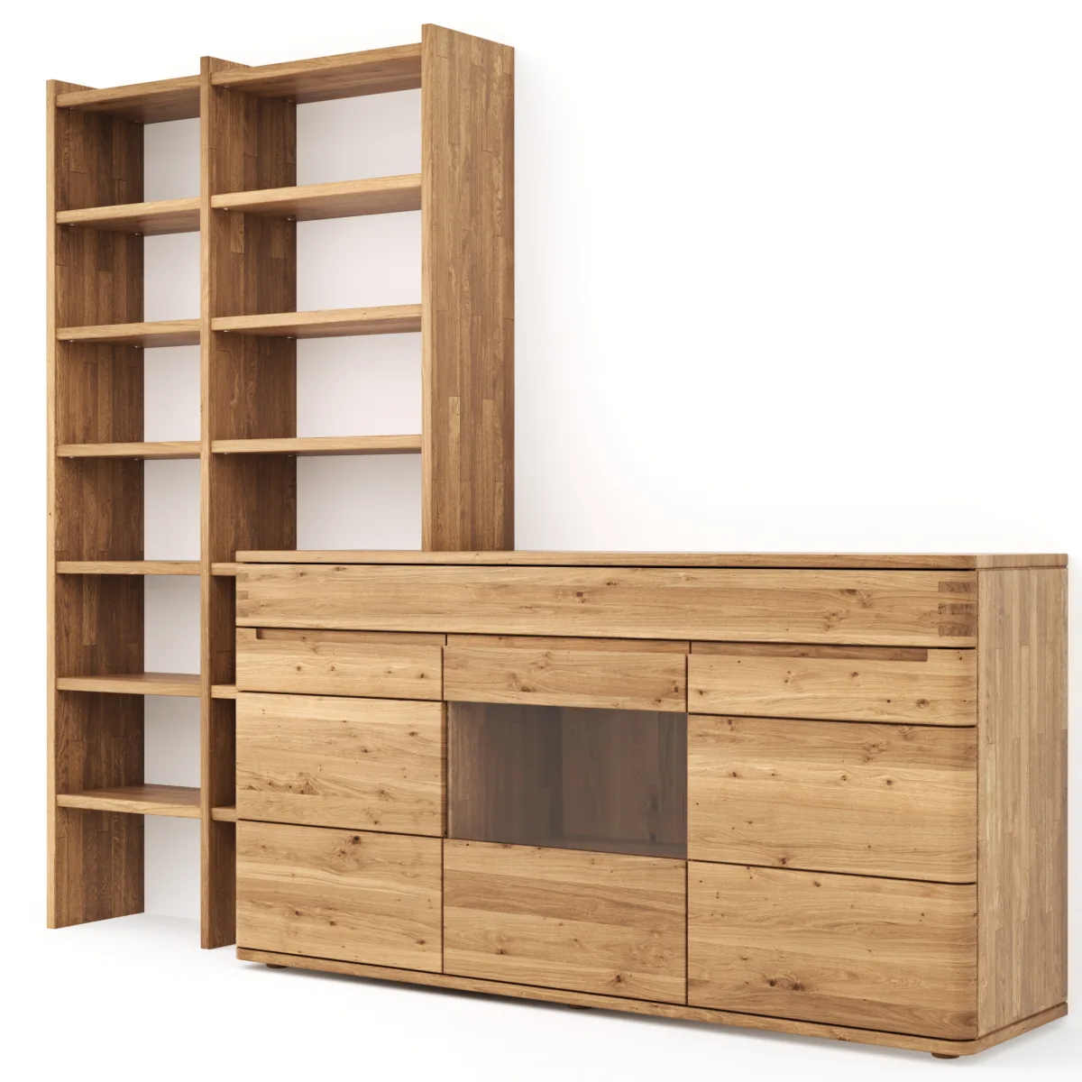 Wohnwand Cartago Soft - Wildeiche massiv, natur geölt – Bild 2