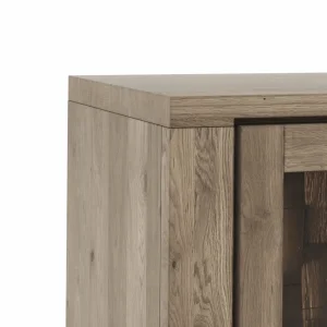 Alternative view of Highboard Bakersfield - inkl. Beleuchtung, Rückwand mit Holzschindeln, Asteiche, Barrrique