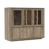 Highboard Bakersfield - inkl. Beleuchtung, Rückwand mit Holzschindeln, Asteiche, Barrrique