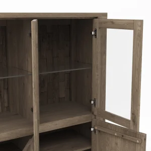 Alternative view of Highboard Bakersfield - Rückwand mit Holzschindeln, Asteiche, Barrrique