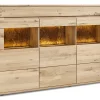 Highboard Cartago Soft - inkl. Beleuchtung, Wildeiche massiv, bianco geölt