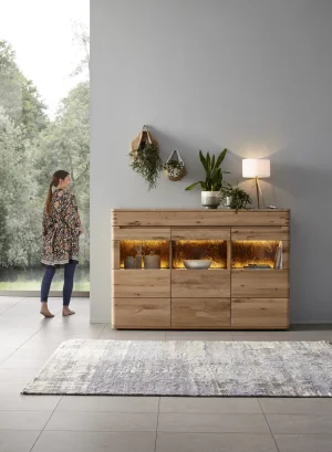 Alternative view of Highboard Cartago Soft - inkl. Beleuchtung, Wildeiche massiv, bianco geölt