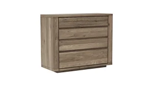 Kommode Bakersfield - obere Schublade geschroppt, Asteiche massiv, barrique