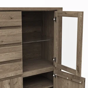 Alternative view of Highboard Bakersfield - sichtbare Rückwand geschroppt, Asteiche massiv, barrique