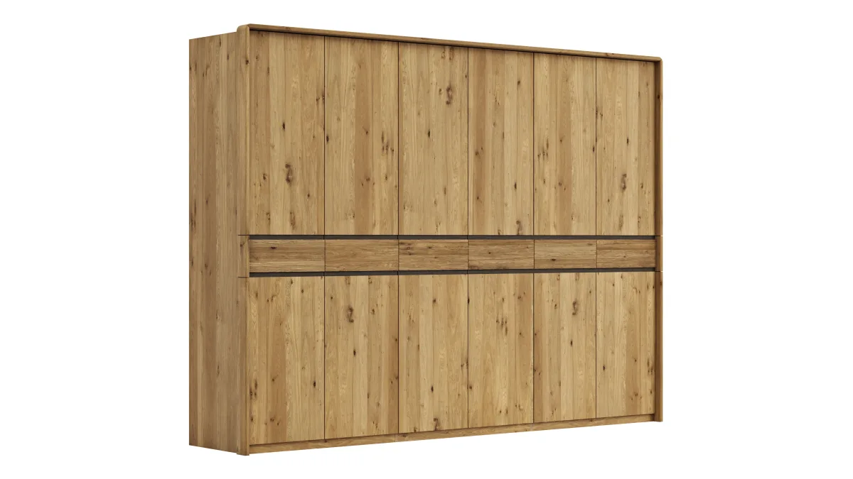 Drehtürenschrank Baltimore - inkl. Passepartout, B ca. 297 cm, Wildeiche massiv
