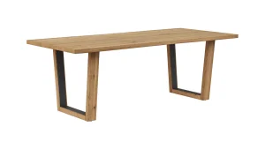 Esstisch Belfast - LB ca. 220x100 cm, Eiche massiv, mit Metalleinlage im Gestell