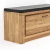 Schuhschrank Farmingdale - Eiche massiv, natur geölt mit Sitzkissen schwarz – Bild 3