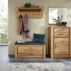 Schuhschrank Farmingdale - Eiche massiv, natur geölt mit Sitzkissen schwarz – Bild 4