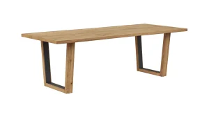 Esstisch Belfast - LB ca. 240x100 cm, Eiche massiv, mit Metalleinlage im Gestell