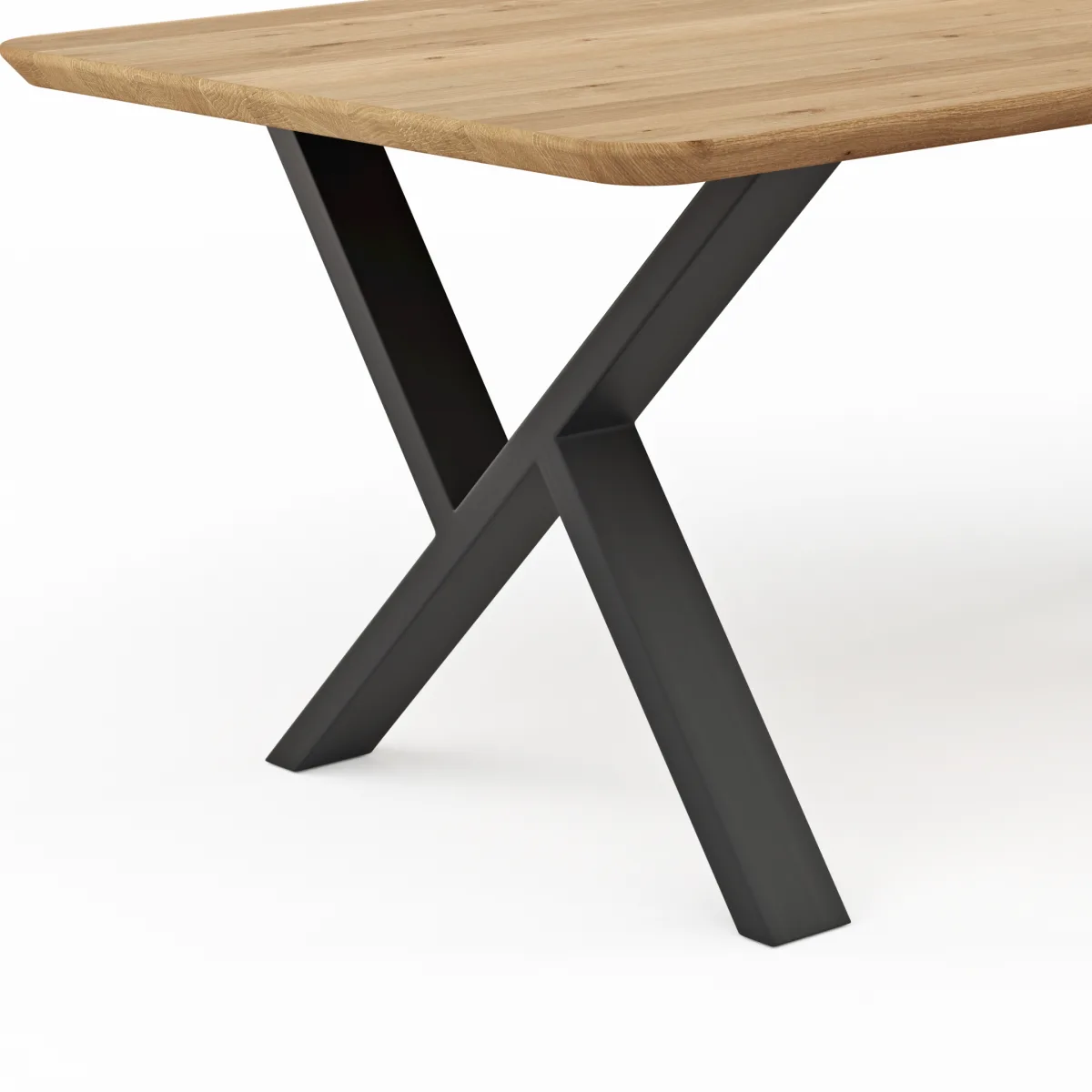 Esstisch Belfast - LB ca. 240x100 cm, Eiche massiv, X-Gestell asymmetrisch – Bild 3