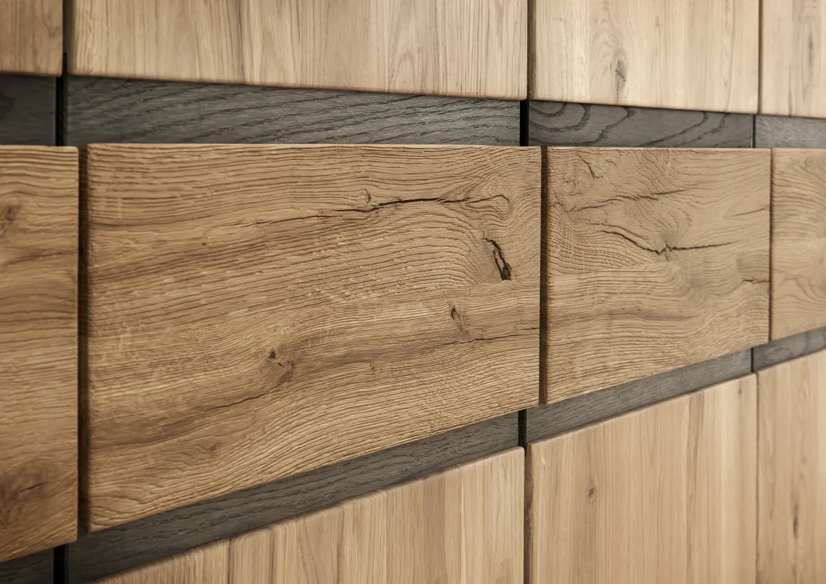 Drehtürenschrank Baltimore - B ca. 292 cm, Wildeiche massiv, natur geölt – Bild 2