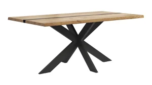 Esstisch Kima - LB ca. 180x100 cm, Wildeiche massiv mit Epoxid-Harz