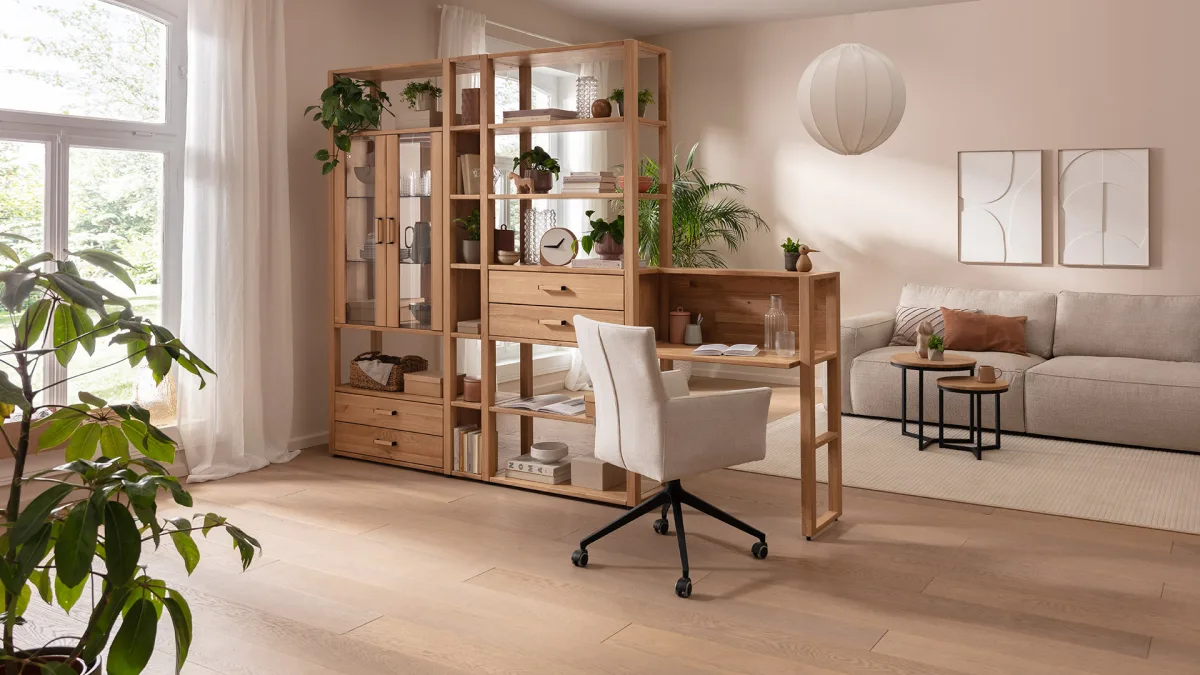 Wohnwand Elara - Eiche massiv, legno geölt – Bild 4