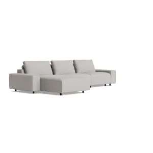 Ecksofa Serava - Longchair links mit 2,5-Sitzer, inkl. Relaxfunktion, Stoff, Grau