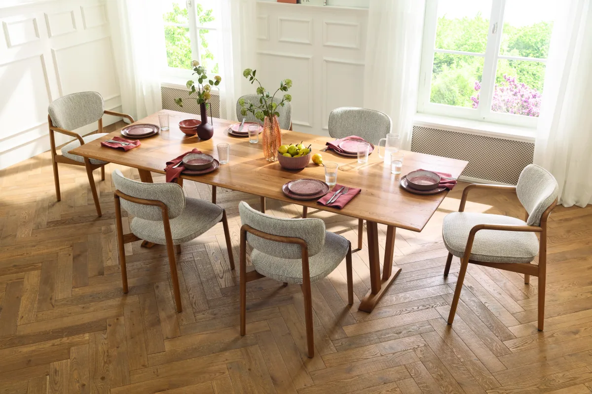 Esstisch Skara - LB ca. 220x90 cm, Wildeiche massiv – Bild 5