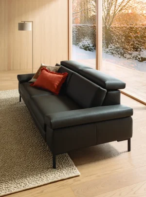 Alternative view of Sofa Braska - 3-Sitzer, inkl. Relaxfunktion (motorisch), Kopfstütze/Armlehne verstellbar, Leder, Anthrazit