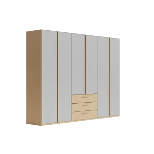 Drehtürenschrank Caluma - B. ca. 300cm, Furnier, Balkeneiche, Taupe